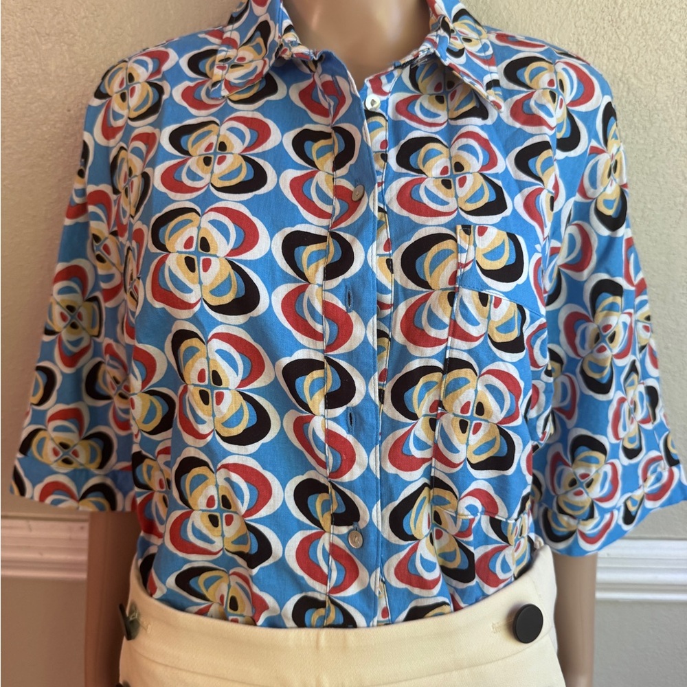 Zara Button Down Crop Top Small - image 4